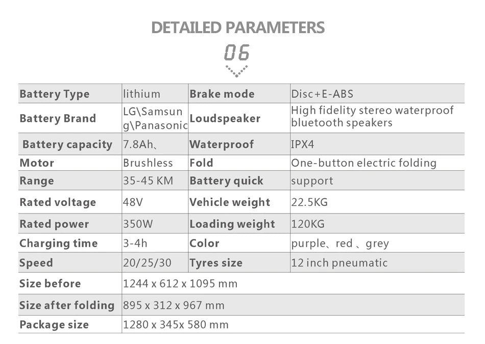 48V350W Motor Automatic Foldable Two Wheel